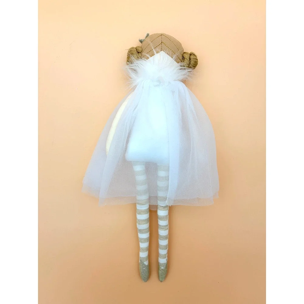 Anthropologie Ballerina Doll 2018 Cloth Rag Doll White Tulle Gold Star 15